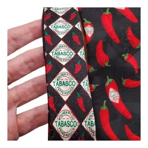 Vintage Tabasco Chili Pepper Logo Silk Tie Necktie 90s foodie
